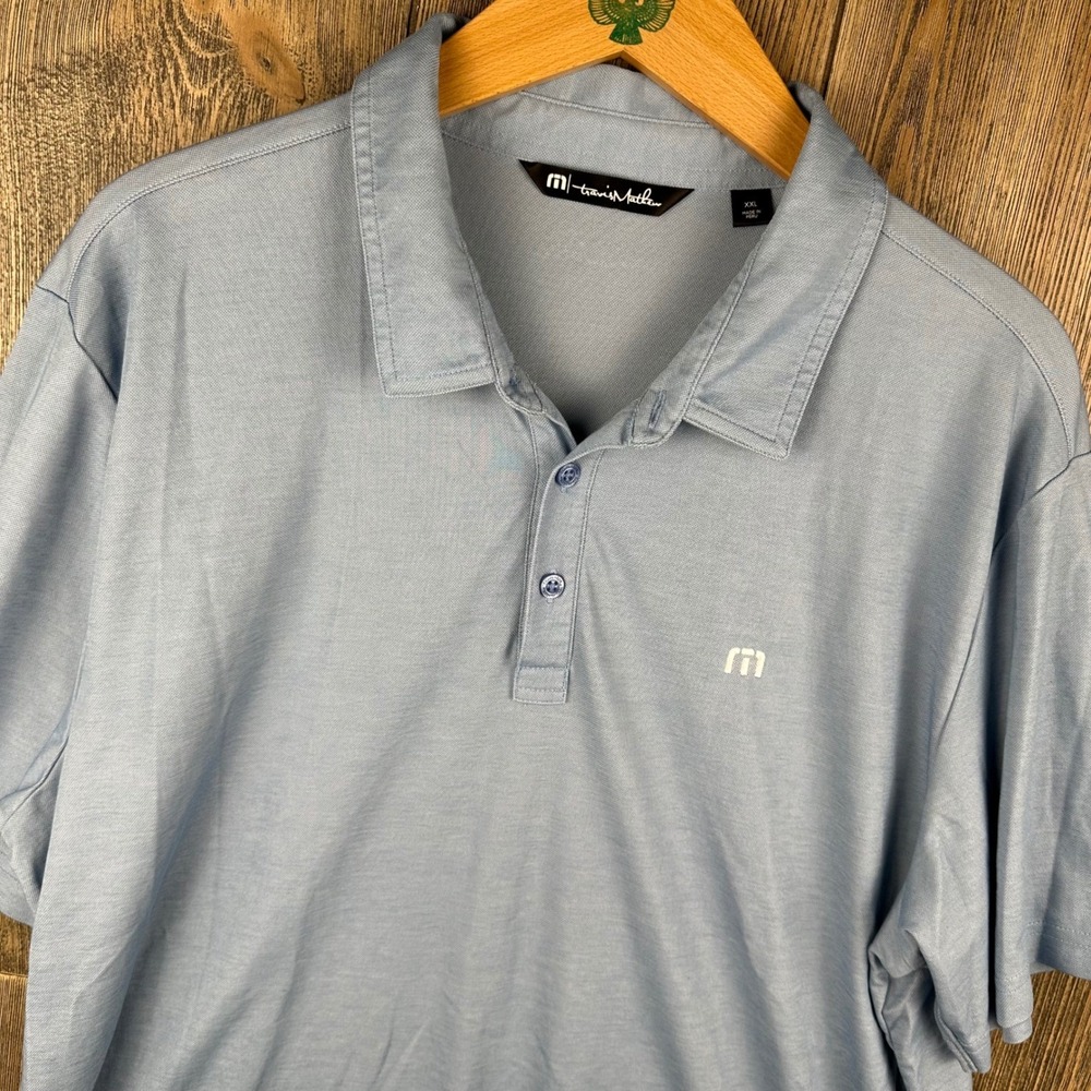 Travis Mathew Zinna Polo Shirt Mens XXL Light Blue Pima Cotton Golf 1MU477